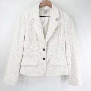 Ivory Floral Lace Blazer Jacket Size 8 WD-NY Wedding Bridal Shower Cottagecore